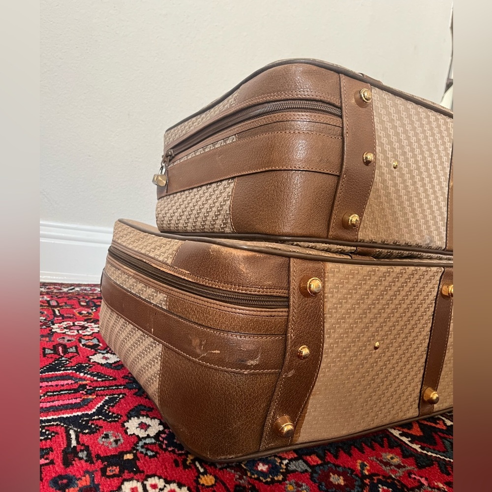 Vintage 1970’s Gucci Gg Monogram Suitcase Travel Luggages, Set of 2 - Picture 7 of 16